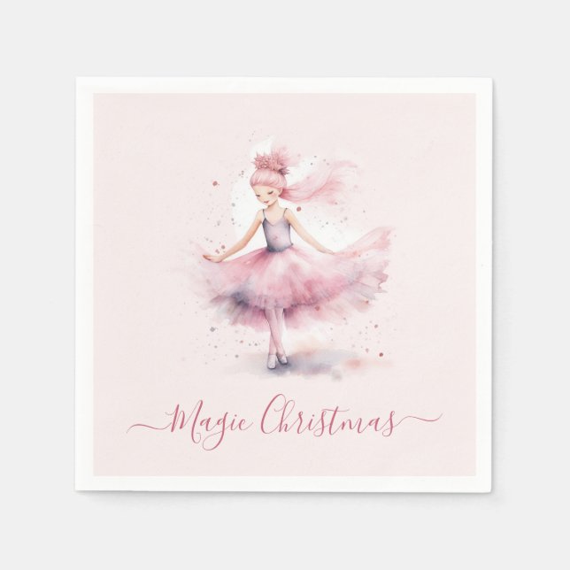 Christmas pink sugar plum fairy  napkin (Front)