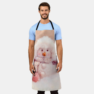 Christmas Pink & White Fluffy Snowman Apron