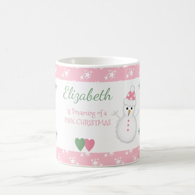Christmas pink with a snowman coffee mug (Center)