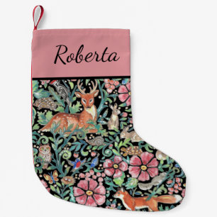 Christmas Pink Woodland Animal Forest Scene Custom Small Christmas Stocking