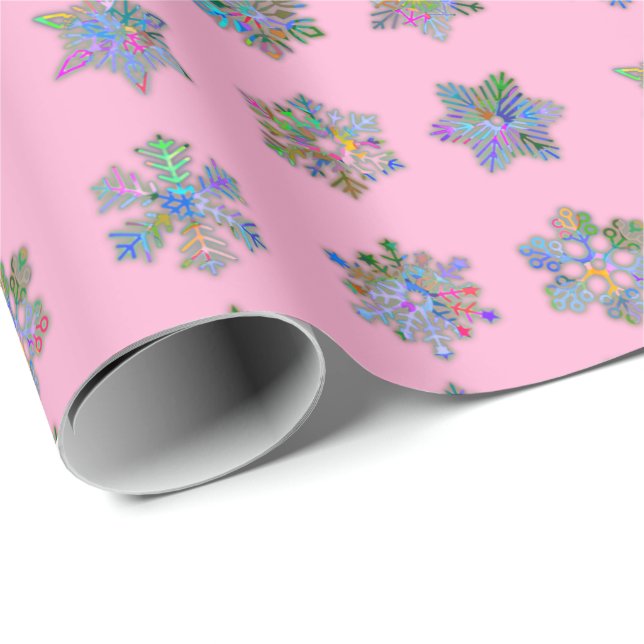 Christmas pink wrapping paper snowflakes pattern (Roll Corner)