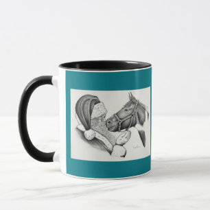 Christmas Pinto Paint Horse and Santa Mug