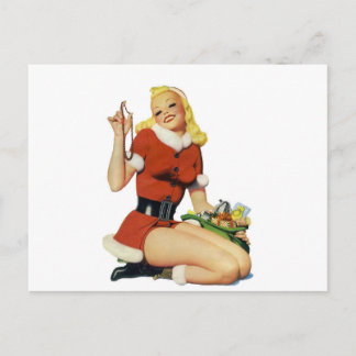 Christmas Pinup Holiday Postcard
