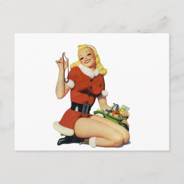 Christmas Pinup Holiday Postcard (Front)