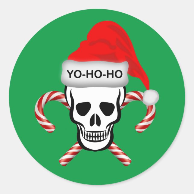 Christmas, Pirate Skull Classic Round Sticker (Front)