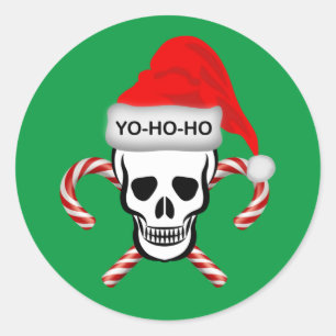 Christmas, Pirate Skull Classic Round Sticker