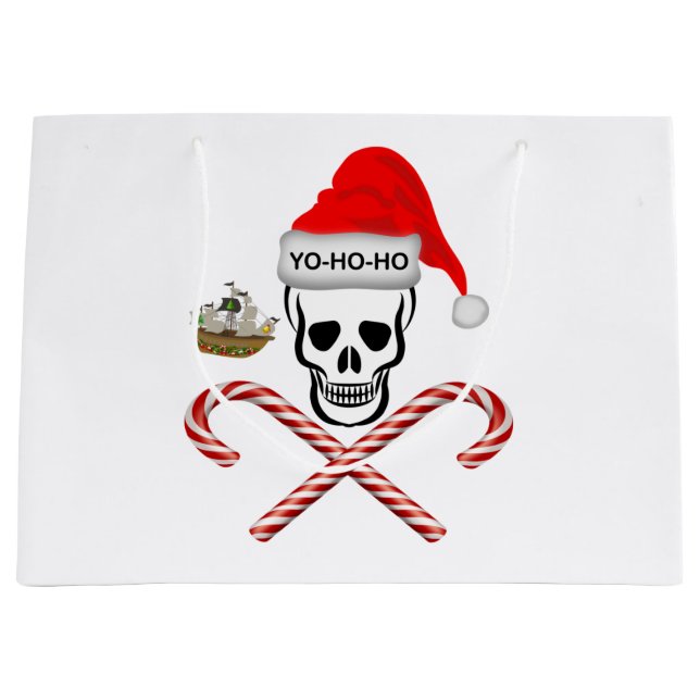 Christmas, Pirate skull Large Gift Bag (Front)