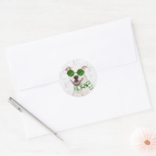 Christmas Pit Bull Dog Lover Classic Round Sticker