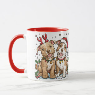 Christmas Pit Bull Dogs Mug