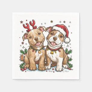 Christmas Pit Bull Dogs Napkin