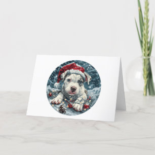 Christmas Pit Bull Santa Puppy Holiday Card
