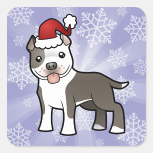 Christmas Pitbull / American Staffordshire Terrier Square Sticker