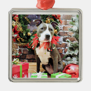 Christmas - Pitbull - Charm Metal Tree Decoration