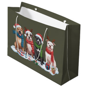 Christmas Pitbull Dog Owner Gift Holiday Xmas  Large Gift Bag