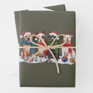 Christmas Pitbull Dog Owner Gift Holiday Xmas Wrapping Paper Sheet
