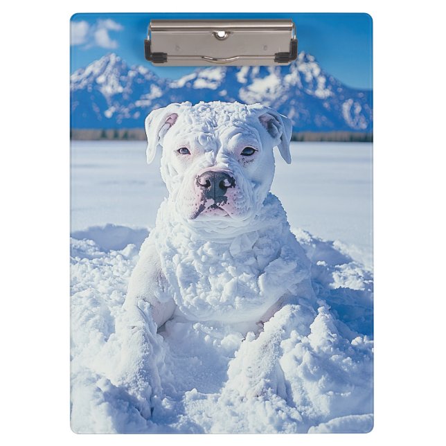 Christmas Pitbull Dog Snowman Clipboard (Front)