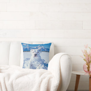Christmas Pitbull Dog Snowman Cushion