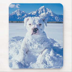 Christmas Pitbull Dog Snowman Mouse Mat