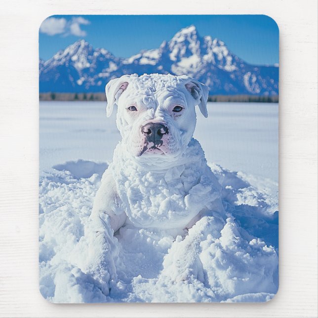 Christmas Pitbull Dog Snowman Mouse Mat (Front)
