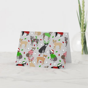 Christmas Pitbull Dogs Card