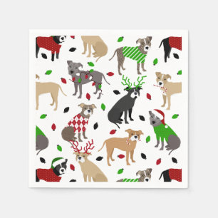 Christmas Pitbull Dogs Napkins