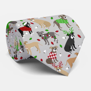 Christmas Pitbull Dogs Neck Tie