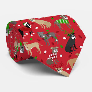 Christmas Pitbull Dogs Tie