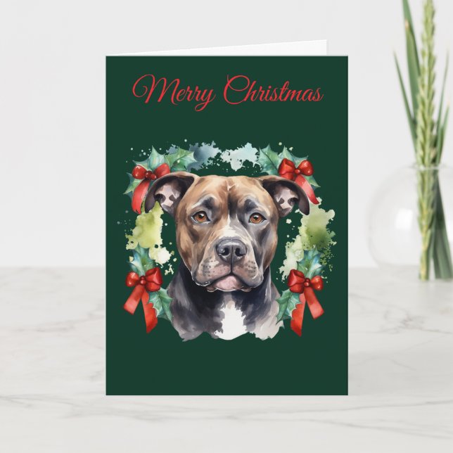 Christmas Pitbull Holiday Card (Front)
