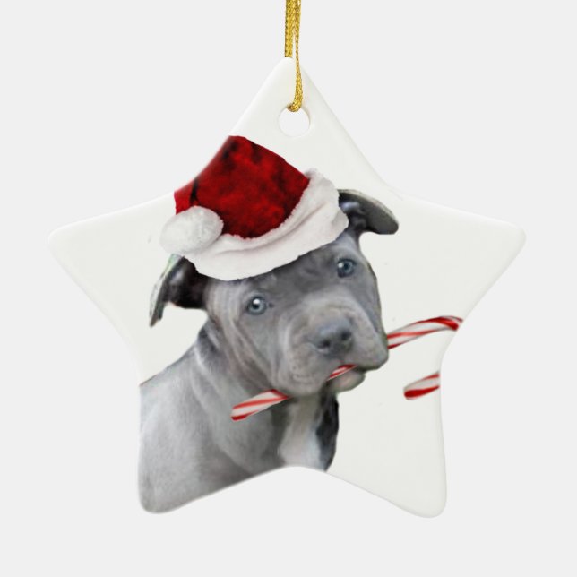 Christmas pitbull puppy ceramic tree decoration (Back)
