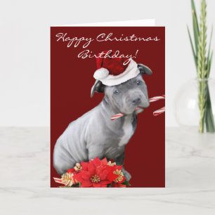 Christmas Pitbull puppy Holiday Card