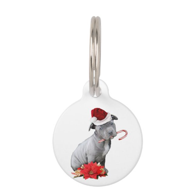 Christmas Pitbull puppy Pet Tag (Front)