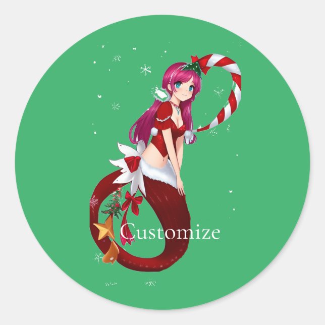Christmas Pixie Mermaid Thunder_Cove Classic Round Sticker (Front)