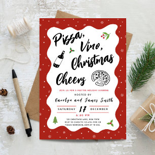 Christmas Pizza and Wine Party Invitation