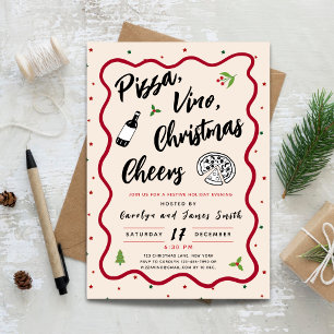 Christmas Pizza and Wine Party Invitation