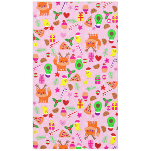 christmas pizza chick bird avocado pink tablecloth