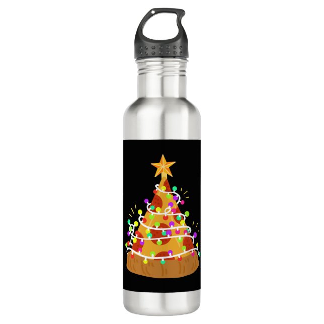 Christmas Pizza Christmas Lights 710 Ml Water Bottle (Front)