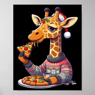 Christmas Pizza Giraffe Poster