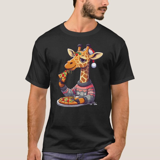 Christmas Pizza Giraffe T-Shirt (Front)
