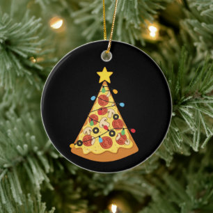 Christmas Pizza Lover Holiday Dinner Xmas Night Ceramic Tree Decoration