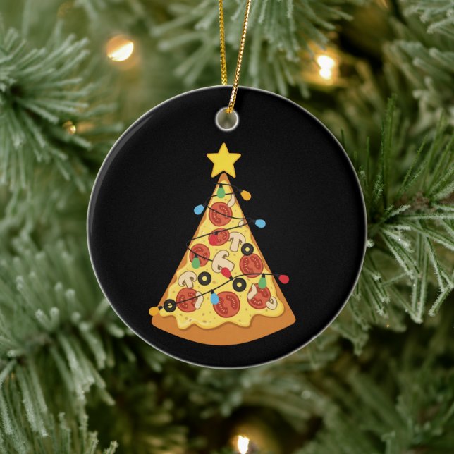 Christmas Pizza Lover Holiday Dinner Xmas Night  Ceramic Tree Decoration (Tree)