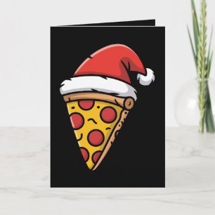 Christmas Pizza Slice Santa Hat Pepperoni Holiday Card