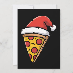 Christmas Pizza Slice Santa Hat Pepperoni Holiday Invitation