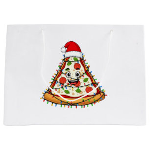 Christmas Pizza Slice with Santa Hat for Foodies Large Gift Bag