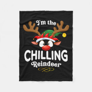 Christmas Pjs Chilling Xmas Reindeer Matching Fleece Blanket