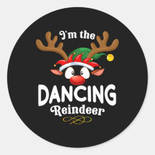 Christmas Pjs Dancing Xmas Reindeer Matching Classic Round Sticker