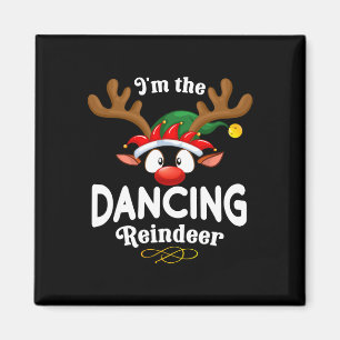 Christmas Pjs Dancing Xmas Reindeer Matching Magnet