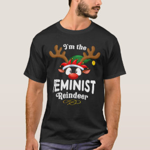 Christmas PJS Feminist XMas Reindeer Matching  T-Shirt