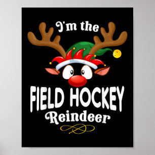 Christmas Pjs Field Hockey Xmas Reindeer Matching Poster