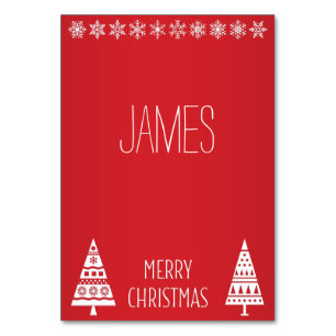 Christmas Place Cards Red With White Decor