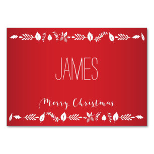 Christmas Place Cards With White Leaves